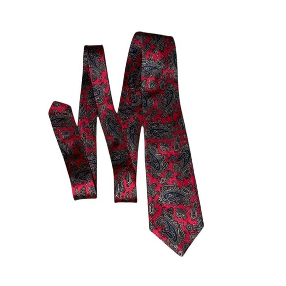 Hastings Bay Red and black paisley silk tie tie - Picture 1 of 1
